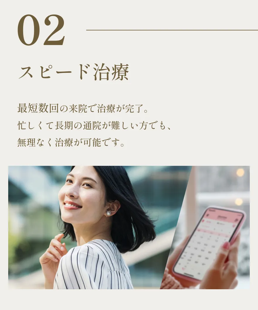 短期間で治療が完了し、忙しい方でも通院しやすいことを伝える画像